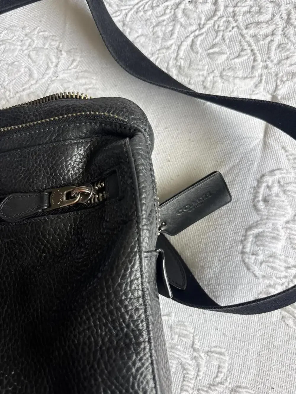 Contact Black pebbled leather crossbody bag